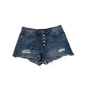 7 For All Mankind Monroe Cutoff Denim Shorts Distressed Button Fly Womens 31